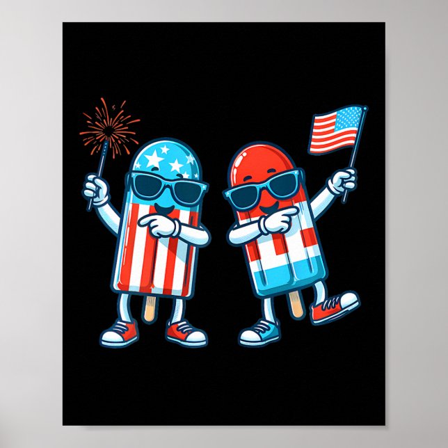 Affiche Drapeau américain mignon 4 juillet patriotique (Devant)
