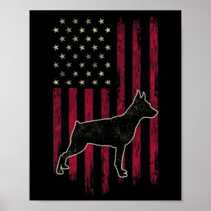 Affiche Drapeau américain Miniature Pinscher Amoureux de l
