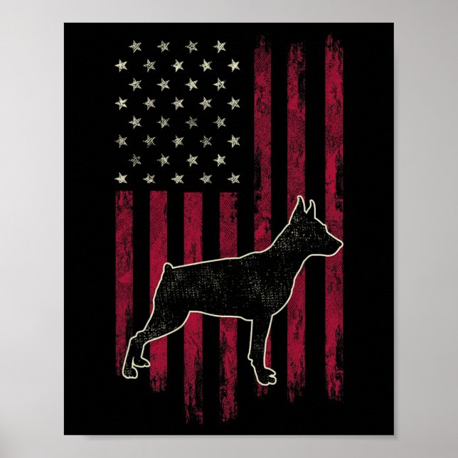 Affiche Drapeau américain Miniature Pinscher Amoureux de l (Devant)