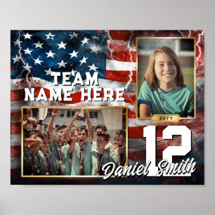 Affiche Drapeau américain Modèle de mémoire sportive perso