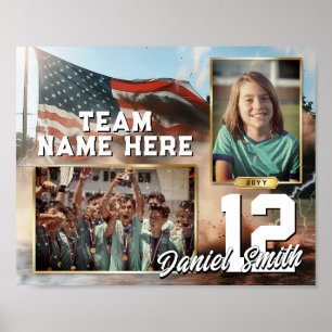 Affiche Drapeau américain Modèle de mémoire sportive perso