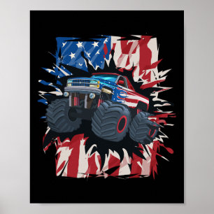 Affiche Drapeau américain Monster Truck 4 juillet Shirt Bo