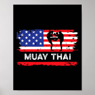 Affiche Drapeau américain Muay Thai Cadeau Thaïlande Arts