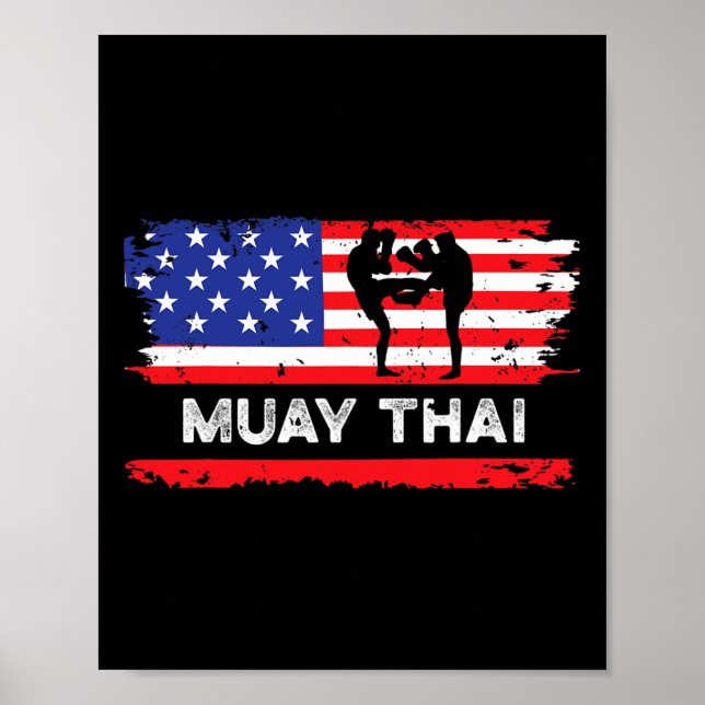 Affiche Drapeau américain Muay Thai Cadeau Thaïlande Arts  (Devant)