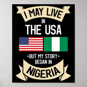 Affiche Drapeau américain nigérian Usa Cadeaux de racines