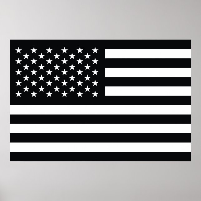Affiche Drapeau américain noir blanc (Devant)