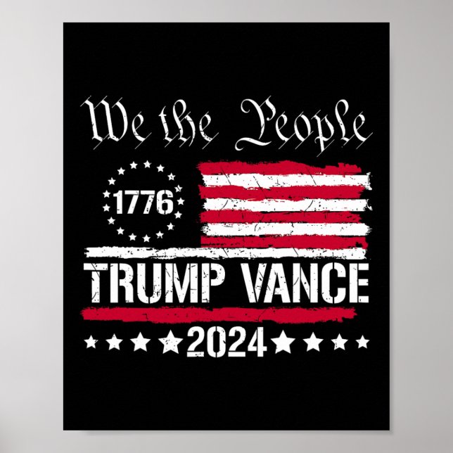 Affiche Drapeau américain Nous le peuple sommes avec Trump (Devant)