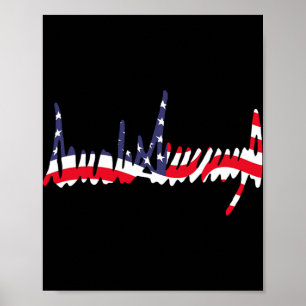 Affiche Drapeau américain ondulé 47e signature de présiden