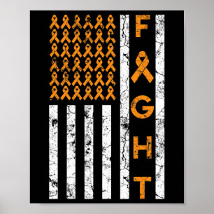 Affiche Drapeau américain Orange Ribbon Leukemia Awar