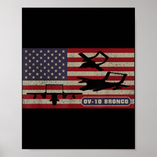 Affiche Drapeau américain Ov-10 d'observation de Bronco