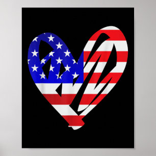 Affiche Drapeau américain Patriotic Heart Forces Armées Me