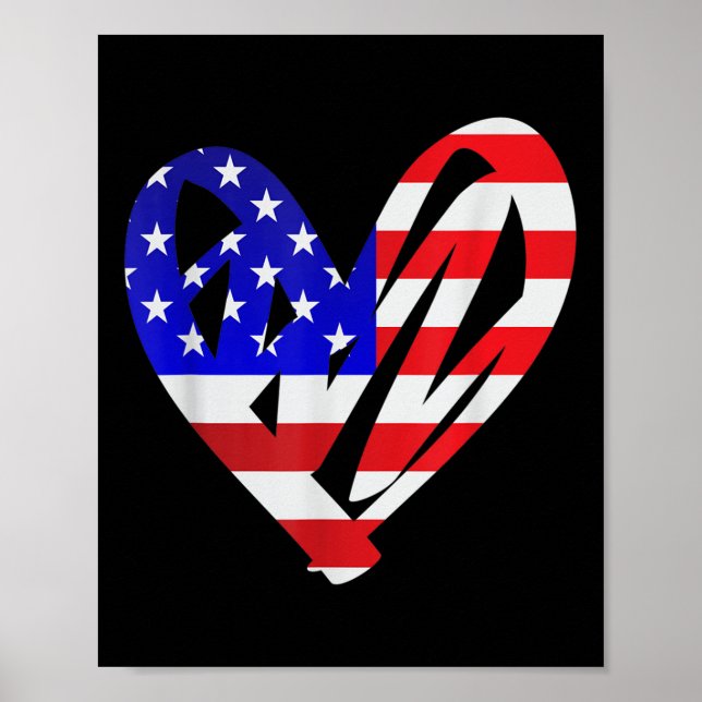 Affiche Drapeau américain Patriotic Heart Forces Armées Me (Devant)