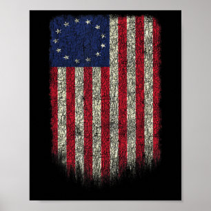 Affiche Drapeau Américain Patriotique 1776 Betsy Ross Usa