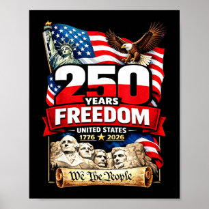 Affiche Drapeau américain patriotique 250 ans de liberté