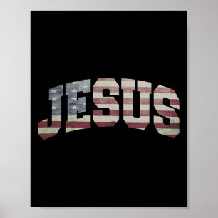 Affiche Drapeau américain Patriotique 4 juillet Jésus