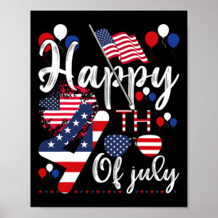 Affiche Drapeau américain patriotique Alien heureux 4 juil