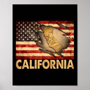Affiche Drapeau américain patriotique de Californie 4 juil