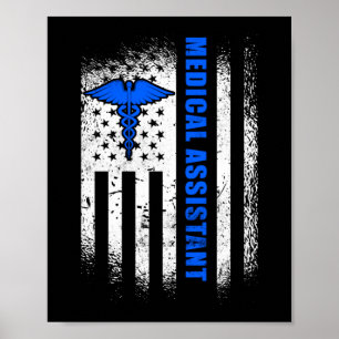 Affiche Drapeau américain patriotique de l'adjoint Médical