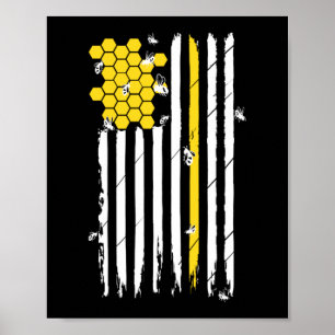 Affiche Drapeau américain patriotique Honeycomb Beekeeper