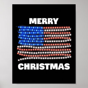 Affiche Drapeau américain Patriotique Joyeux Noël Joyeux N