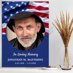 Affiche Drapeau américain patriotique mémorial photo funér