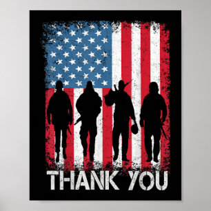 Affiche Drapeau américain patriotique Merci