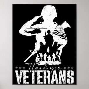 Affiche Drapeau américain patriotique Merci aux vétérans H