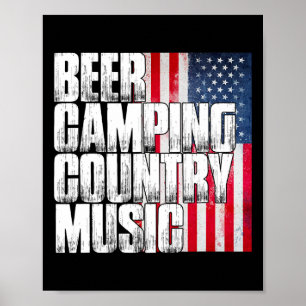 Affiche Drapeau américain patriotique musique country camp