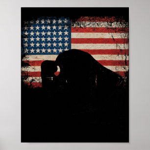 Affiche Drapeau Américain Patriotique Usa Bison 4 Juillet