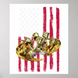 Affiche Drapeau américain Piston Muscle Car 4