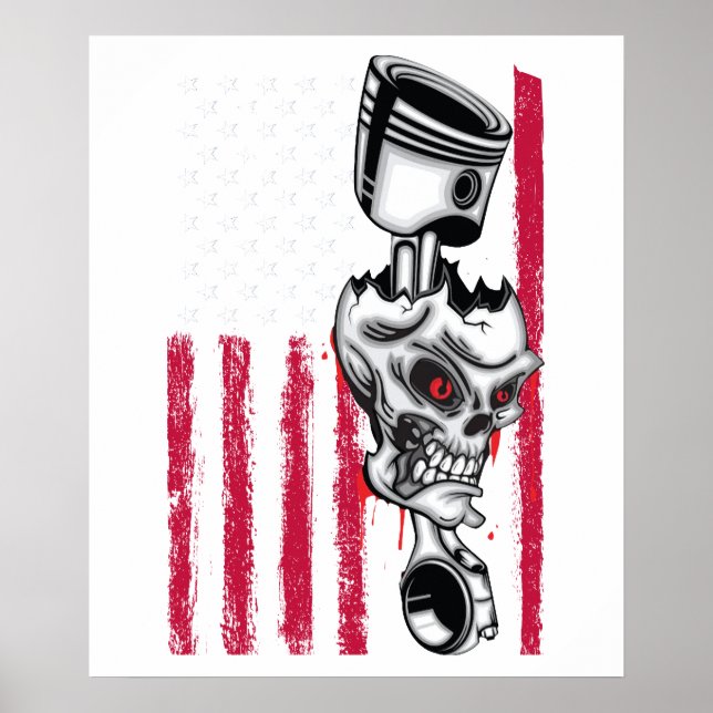 Affiche Drapeau américain Piston Muscle Car vintage (Devant)