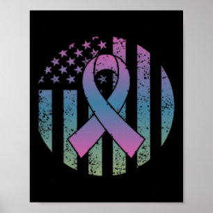 Affiche Drapeau américain Poche Metastas Cancer du Sein Aw