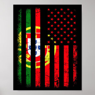 Affiche Drapeau américain portugais Portugal Fierté améric