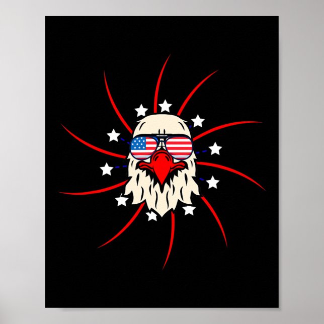 Affiche Drapeau Américain Pour La Fête De L'Indépendance A (Devant)