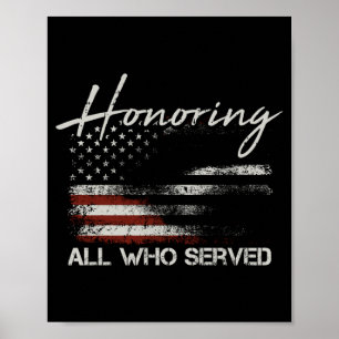 Affiche Drapeau américain pour vétérans masculins honorant