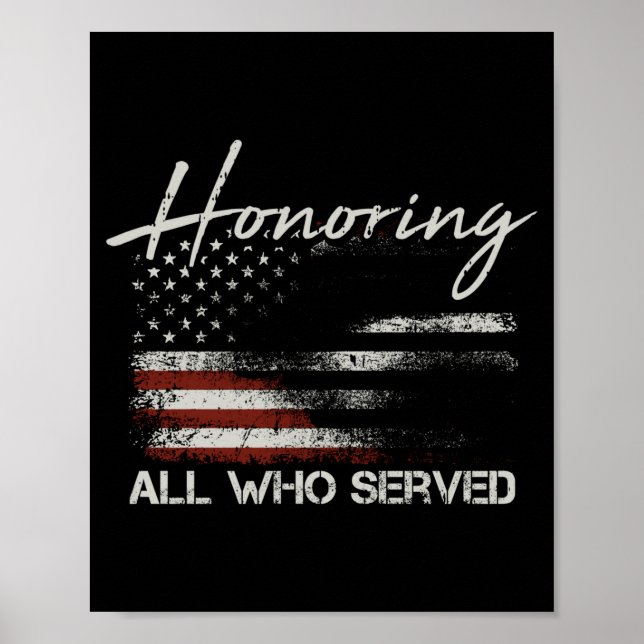 Affiche Drapeau américain pour vétérans masculins honorant (Devant)