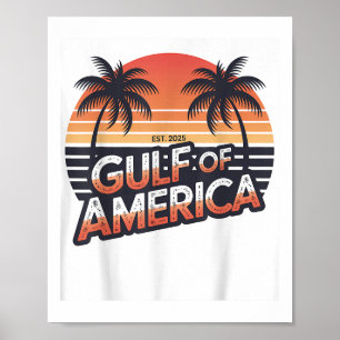 Affiche Drapeau Américain Rétro 2025 Golfe Des États-Unis 