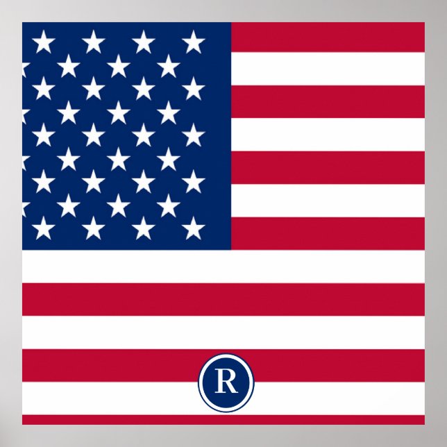 Affiche Drapeau américain rouge blanc et bleu patriotique (Devant)