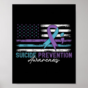Affiche Drapeau américain Ruban de sensibilisation à la pr