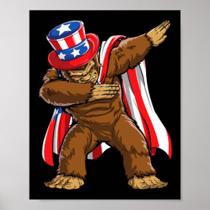 Affiche Drapeau Américain Sasquatch Du 4 Juillet