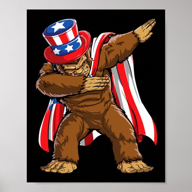 Affiche Drapeau Américain Sasquatch Du 4 Juillet (Devant)