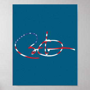 Affiche Drapeau américain Signature 44-48 Obama pour prési