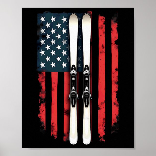 Affiche Drapeau américain Ski alpin 1 (Devant)