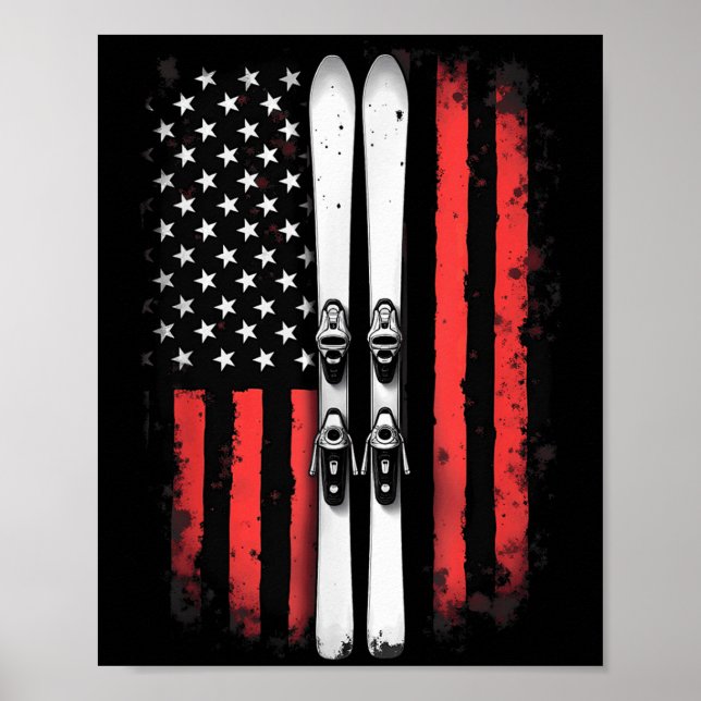 Affiche Drapeau américain Ski alpin _5 (Devant)