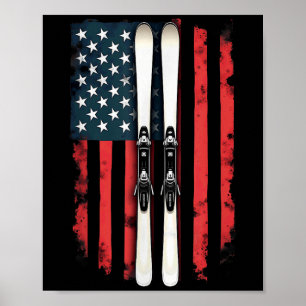Affiche Drapeau américain Ski alpin _6