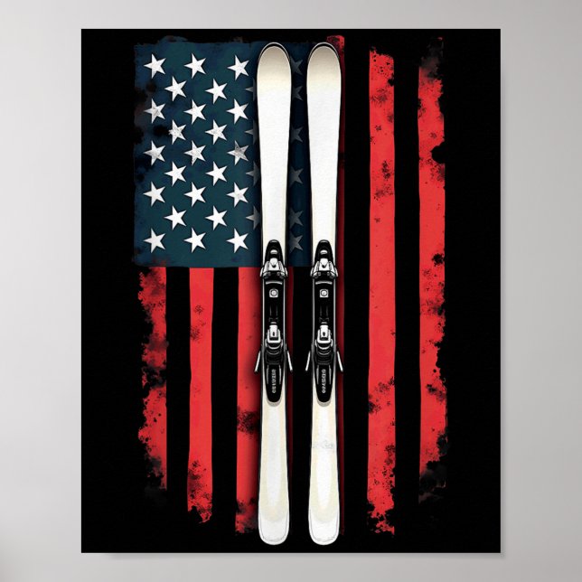 Affiche Drapeau américain Ski alpin _6 (Devant)