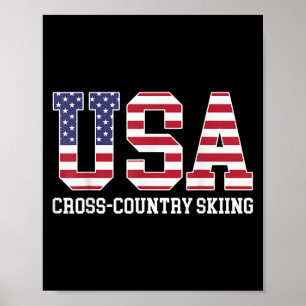 Affiche Drapeau américain - Ski de fond américain Usa