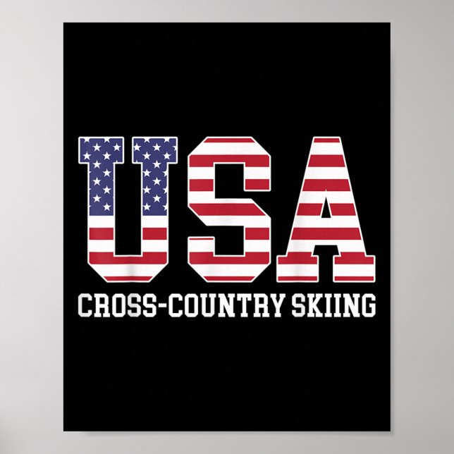 Affiche Drapeau américain - Ski de fond américain Usa (Devant)