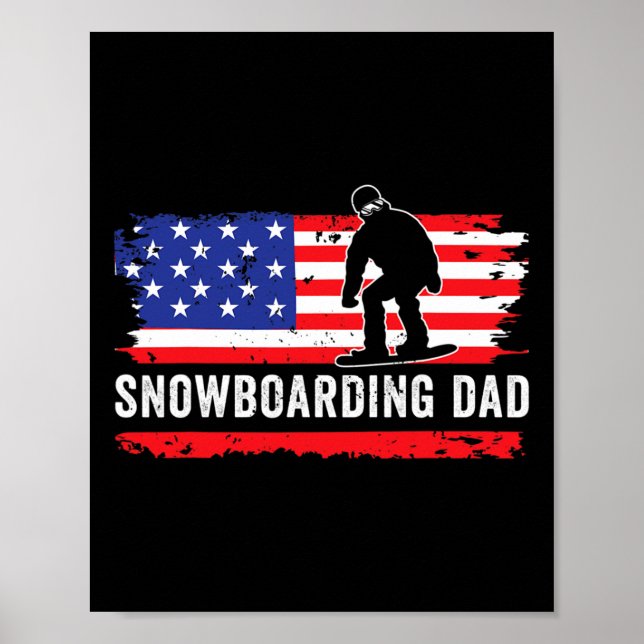 Affiche Drapeau américain Snowboard Papa Snowboard Sports (Devant)