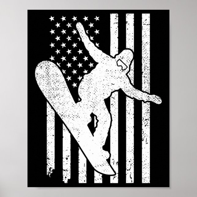 Affiche Drapeau américain Snowboard Snowboard Snowboard M (Devant)